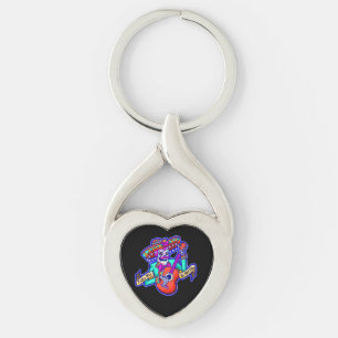 Feliz Dia De Muertos met Skeleton-gitaar Sleutelhanger