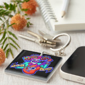 Feliz Dia De Muertos met Skeleton-gitaar Sleutelhanger (Voorkant Rechts)