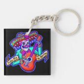 Feliz Dia De Muertos met Skeleton-gitaar Sleutelhanger (Achterkant)