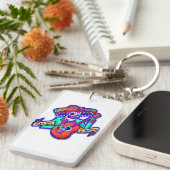 Feliz Dia De Muertos met Skeleton-gitaar Sleutelhanger (Voorkant Rechts)