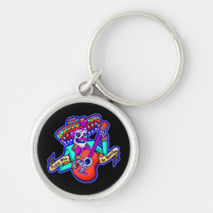 Feliz Dia De Muertos met Skeleton-gitaar Sleutelhanger