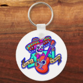 Feliz Dia De Muertos met Skeleton-gitaar Sleutelhanger (Voorkant)