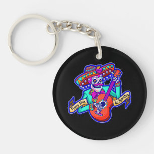 Feliz Dia De Muertos met Skeleton-gitaar Sleutelhanger