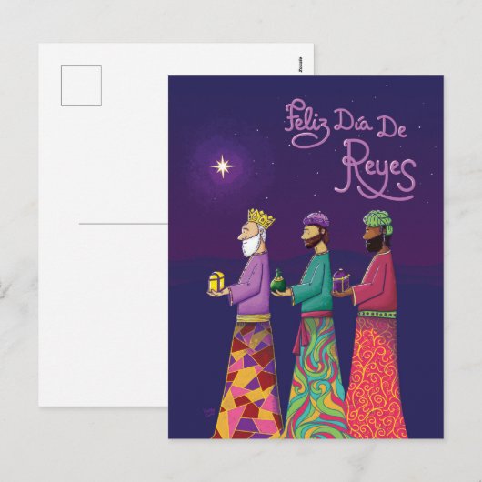 Feliz Día de Reyes / Happy Three Kings Day Feestdagenkaart (Voorkant / Achterkant)