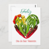 Feliz Dia De San Valentin Chili Peppers Heart Briefkaart (Voorkant / Achterkant)