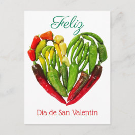 Feliz Dia De San Valentin Chili Peppers Heart Briefkaart