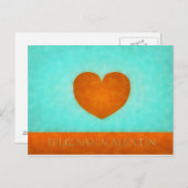 Feliz día de San Valentín Postal Corazón Naranja. Briefkaart (Voorkant / Achterkant)