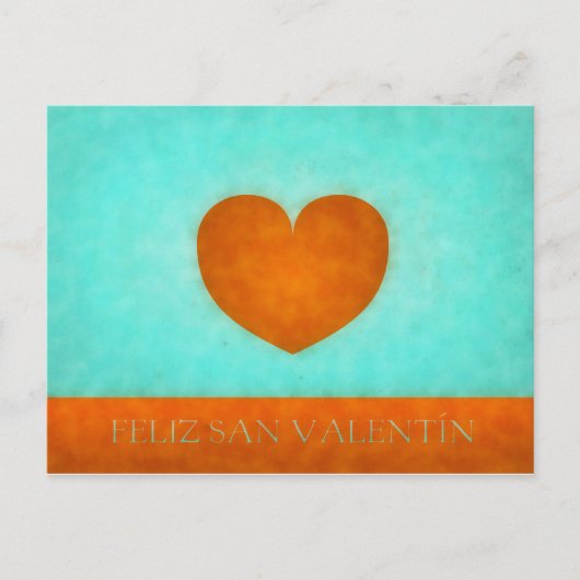 Feliz día de San Valentín Postal Corazón Naranja. Briefkaart (Voorkant)