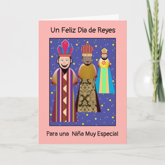 Feliz Dia Reyes Mago  Niña Kaart (Voorkant)