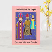 Feliz Dia Reyes Mago  Niña Kaart (Gele Bloem)