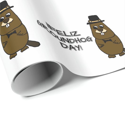 Feliz Groundhog Day! Cadeaupapier (Rol Hoek)