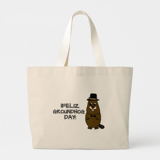 Feliz Groundhog Day! Grote Tote Bag (Achterkant)