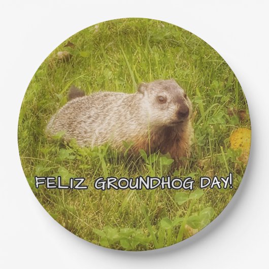 Feliz Groundhog Day: papieren borden Papieren Bordje (Voorkant)