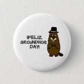 Feliz Groundhog Day! Ronde Button 5,7 Cm (Voorkant)