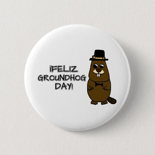 Feliz Groundhog Day! Ronde Button 5,7 Cm (Voorkant)
