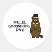 Feliz Groundhog Day! Ronde Sticker (Voorkant)