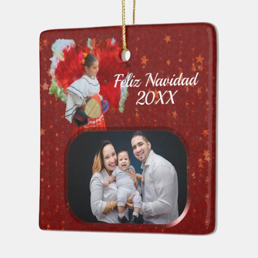 Feliz kerstventilator & sterren 2555 keramisch ornament (Links)