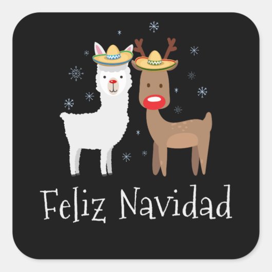 Feliz Llamadad Navidad Christmas Llama Gift Vierkante Sticker (Voorkant)