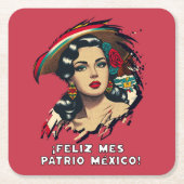 Feliz Mes Patrio Mexicaans Onafhankelijkheids Shir Kartonnen Onderzetters (Voorkant)