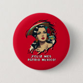 Feliz Mes Patrio Mexico Mexicaanse Onafhankelijkhe Ronde Button 5,7 Cm (Voorkant)