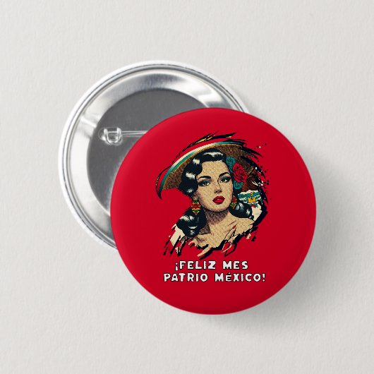 Feliz Mes Patrio Mexico Mexicaanse Onafhankelijkhe Ronde Button 5,7 Cm (Voorkant /achterkant)