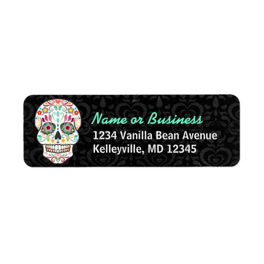 Feliz Muertos - Aangepaste suiker schedel Adreseti Etiket (Voorkant)