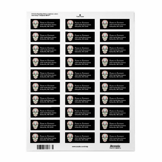 Feliz Muertos - Aangepaste suiker schedel Adreseti Etiket (Full Sheet)