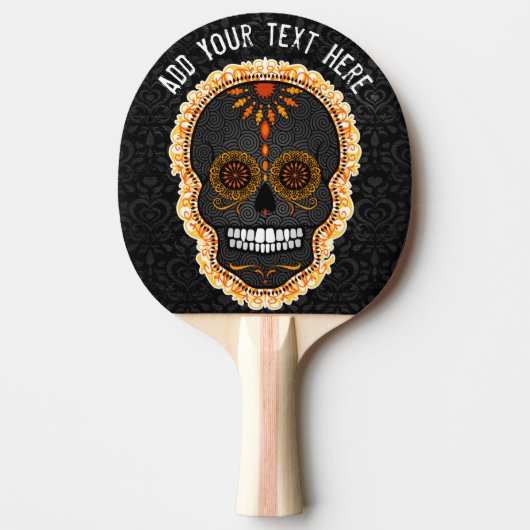 Feliz Muertos - aangepaste suikerschedel Tafeltennisbatje (Voorkant)