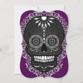Feliz Muertos Black Sugar Skulls op Paars Kaart (Achterkant)