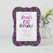 Feliz Muertos Black Sugar Skulls op Paars Kaart (Staand voorkant)