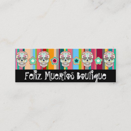 Feliz Muertos - Custom Skinny Sugar Skull Bizcards Mini Visitekaartje (Voorkant)