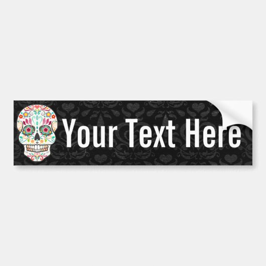 Feliz Muertos - Custom Sugar Skull Bumpersticker (Voorkant)