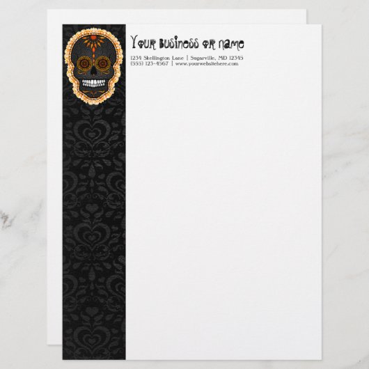 Feliz Muertos - Custom Sugar Skull Letterhead Briefhoofd Sjabloon (Voorkant / Achterkant)