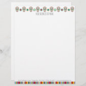 Feliz Muertos - Custom Sugar Skulls Letterhead Persoonlijk Briefhoofd (Voorkant / Achterkant)