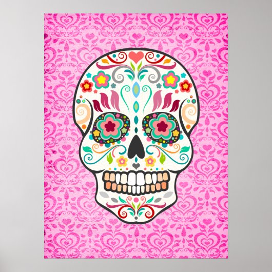 Feliz Muertos - Festive Sugar Skull Art Poster (Voorkant)