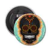 Feliz Muertos - Festive Sugar Skull Button Flesopener (Voorkant)