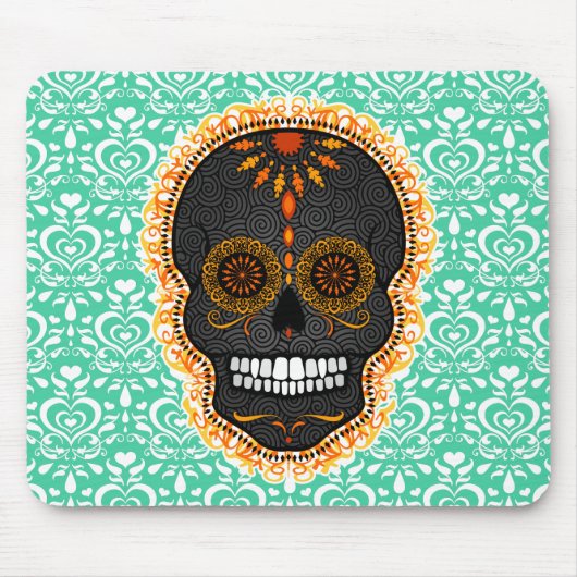 Feliz Muertos - Festive Sugar Skull Mousepad Muismat (Voorkant)
