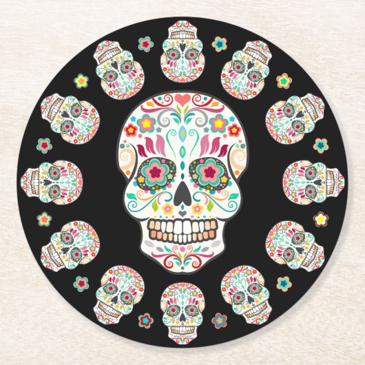 Feliz Muertos - Festive Sugar Skull Onderzetters (Voorkant)