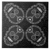 Feliz Muertos - Festive Sugar Skull Pattern Tile Tegeltje (Voorkant)