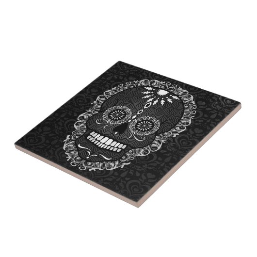 Feliz Muertos - Festive Sugar Skull Tile Tegeltje (Zijkant)