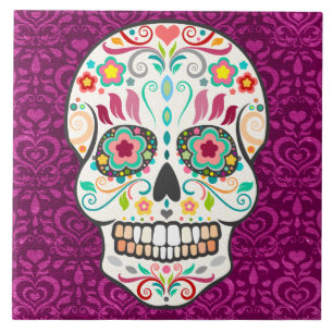 Feliz Muertos - Festive Sugar Skull Tile Tegeltje