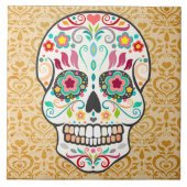 Feliz Muertos - Festive Sugar Skull Tile Tegeltje (Voorkant)