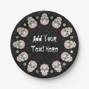 Feliz Muertos - Festive Sugar Skulls - Aangepast Papieren Bordje