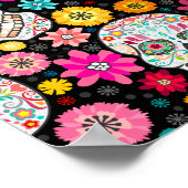 Feliz Muertos - Festive Sugar Skulls on Black Poster (Hoek)