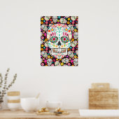 Feliz Muertos - Festive Sugar Skulls on Black Poster (Keuken)