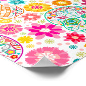 Feliz Muertos - Festive Sugar Skulls on White Poster (Hoek)
