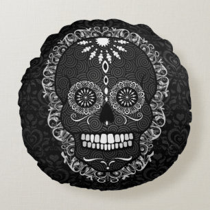 Feliz Muertos - Festive Sugar Skulls Round Pillow Rond Kussen