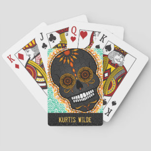 Feliz Muertos - Happy Sugar Skull - Aangepaste kaa Pokerkaarten
