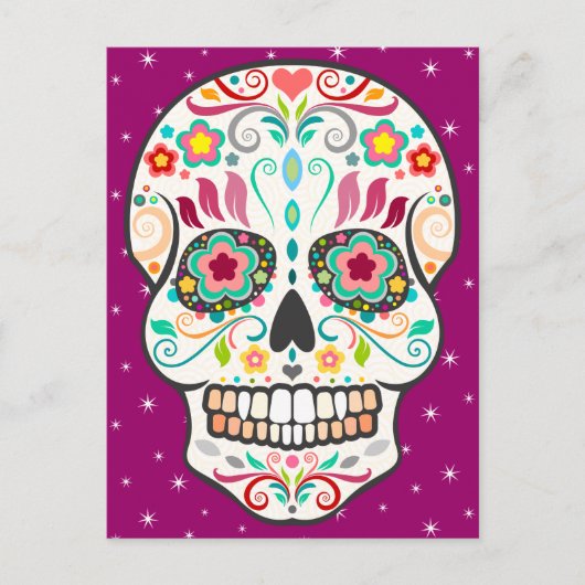 Feliz Muertos - Happy Sugar Skull Briefkaart (Voorkant)