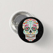 Feliz Muertos - Happy Sugar Skull Button Pin (Voorkant /achterkant)